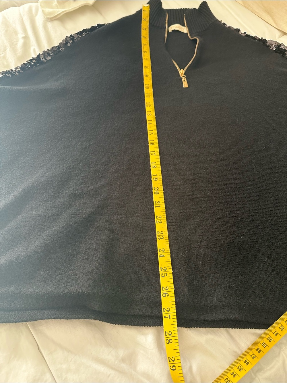Exquisse’s Paris Black Sequin-Trim Half-Zip Sweater, OSFA - Picture 15 of 17